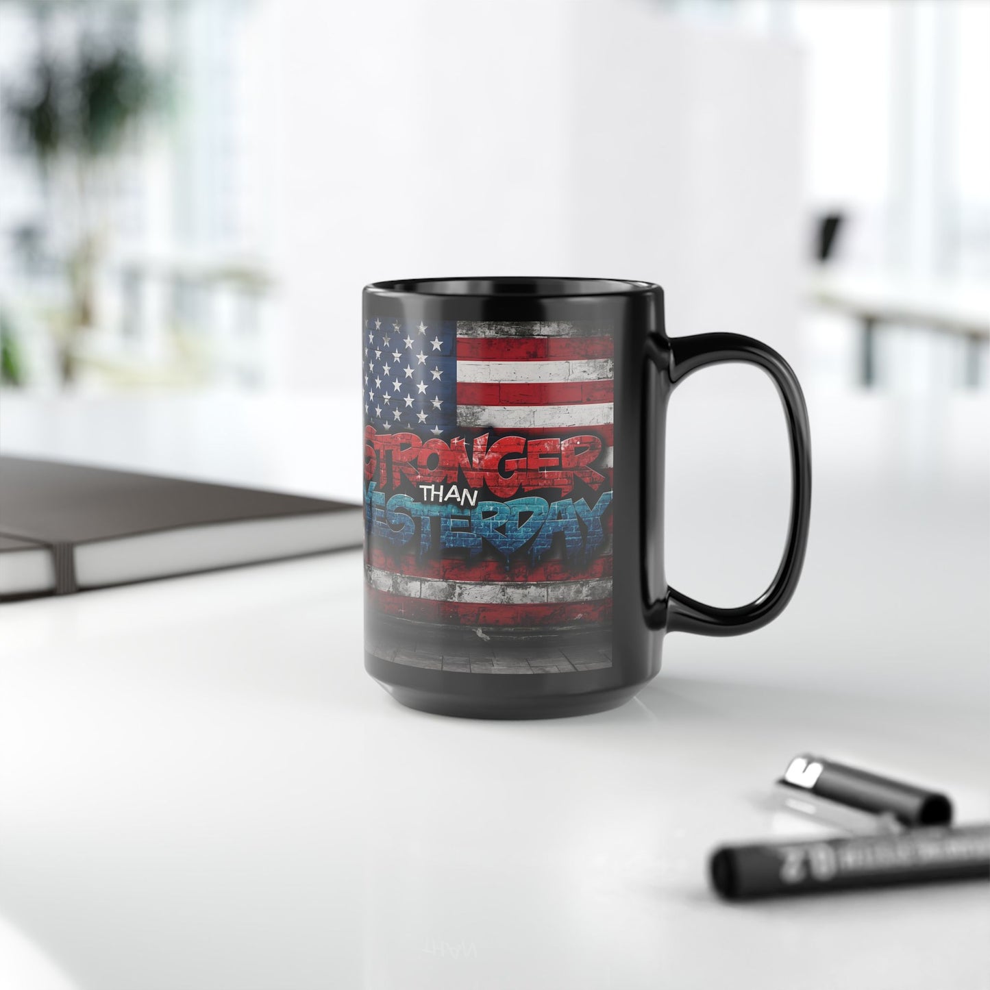 Motivational Mug for Fitness Enthusiasts, Inspirational Coffee Cup, Strength Reminder Gift, Gym Love Mug, USA Flag Design