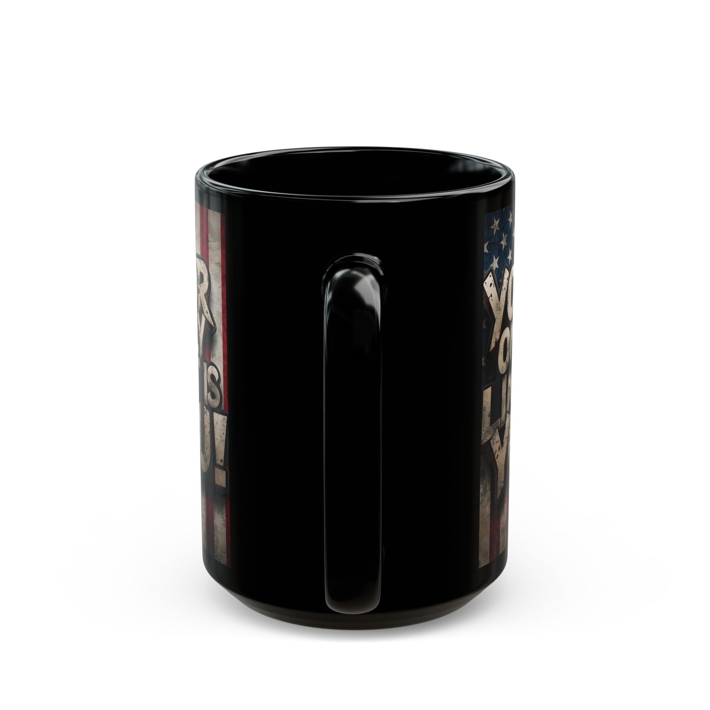 Sleek Ceramic Black Mug Inspirational Motivation American Flag Your Only Limit Is You! Design - 11oz - 15oz