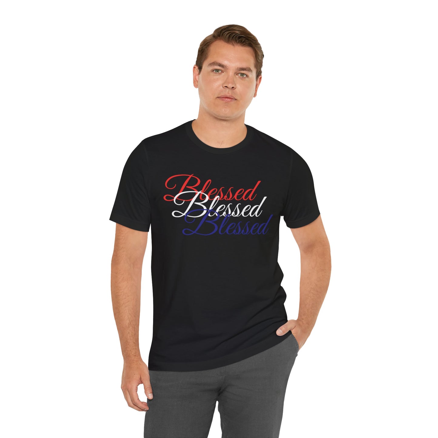 Red White Blue Blessed Design Unisex Tee