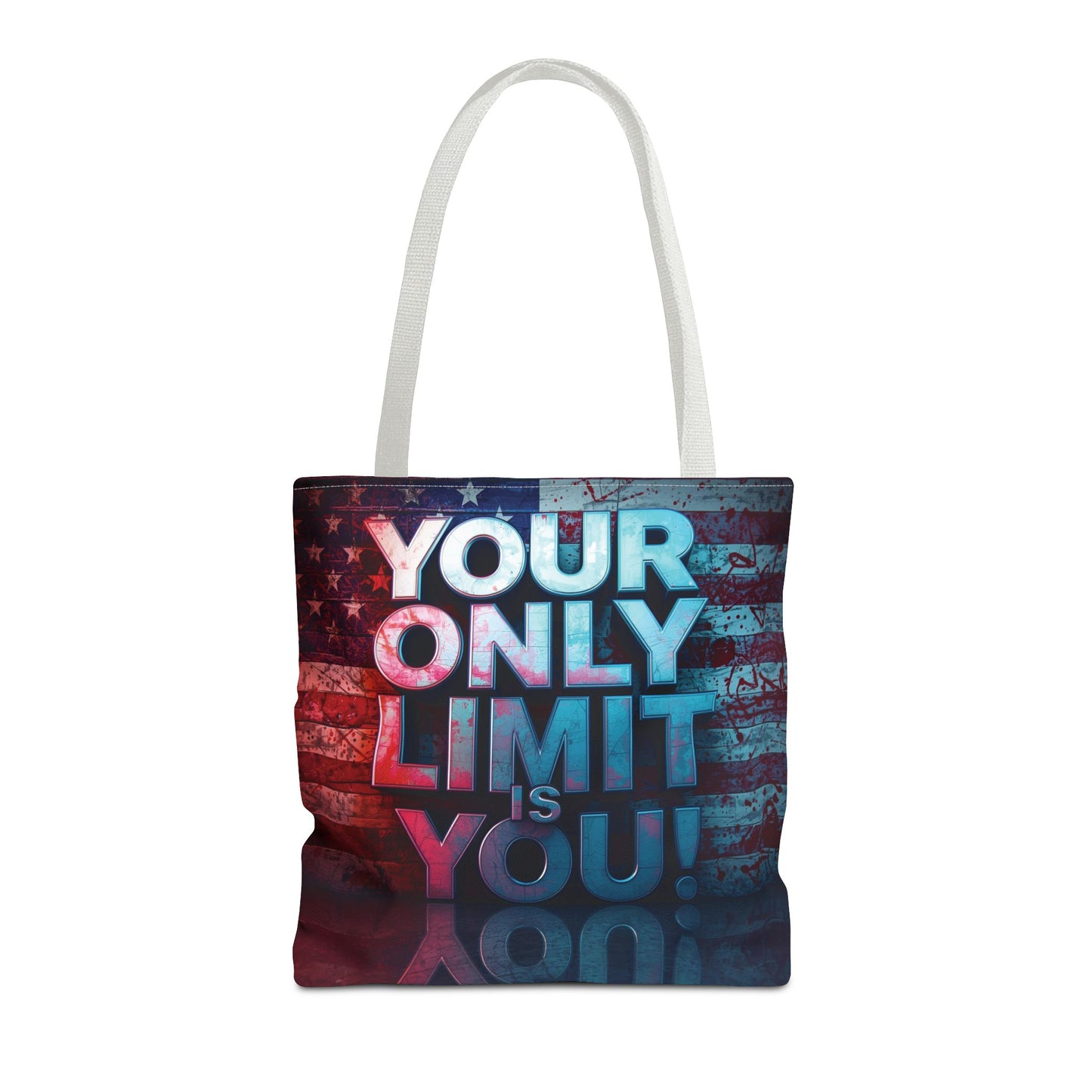 Motivational Tote Bag, Your Only Limit is You!, Inspirational Gift, USA Flag Design, Eco-Friendly Everyday Tote