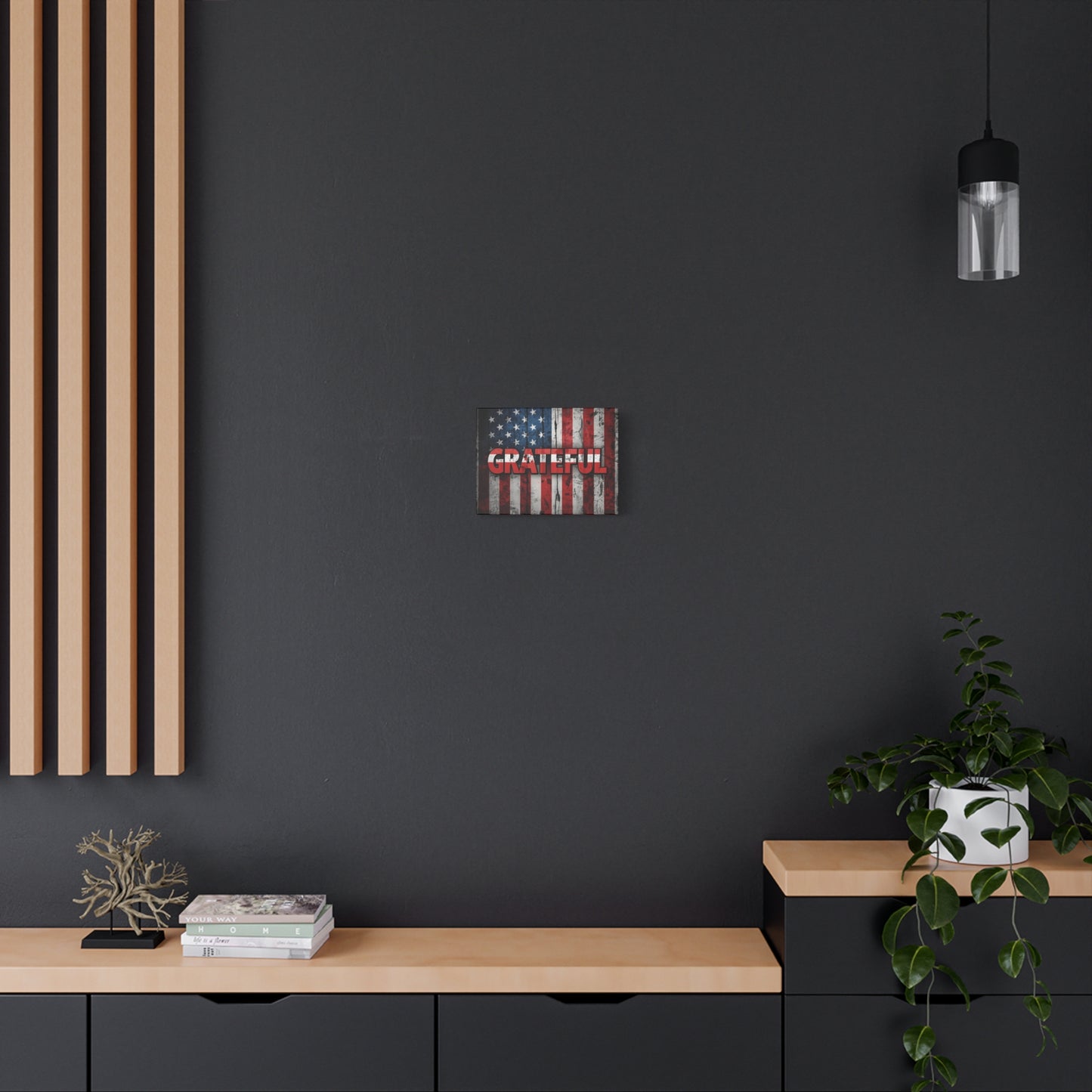 Grateful American Flag Wall Art | Patriotic Canvas Decor, Home Wall Decor, Inspirational Gift, 4th of July Decoration, Veteran's Day