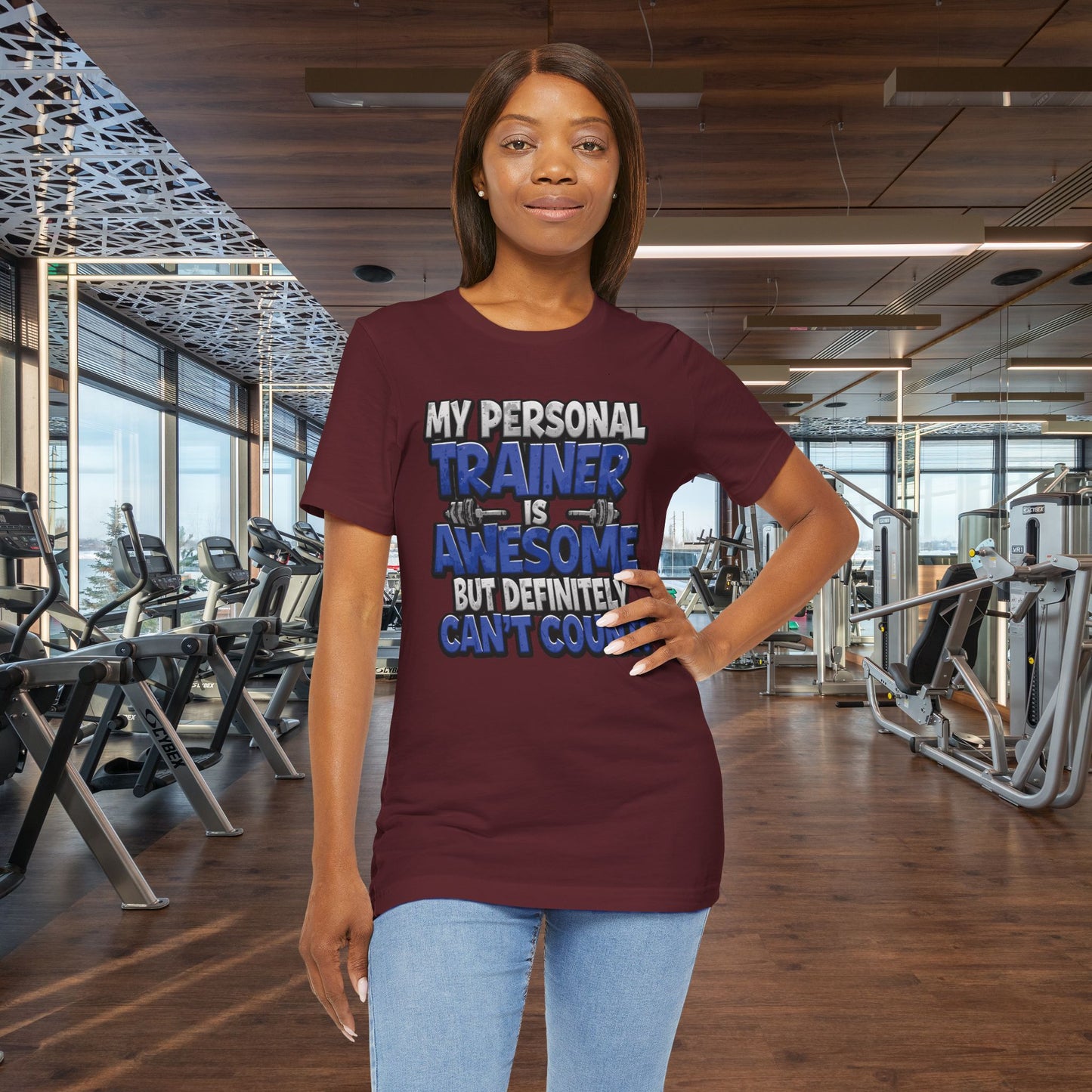 Funny - My Personal Trainer Is Awesome But Definitely Can’t Count! Tee - Great Gift for Fitness Lovers - Gym Humor Shirt - Workout Apparel - Personal Trainer Gift - Fitness Motivation Tee - XS - 4XL