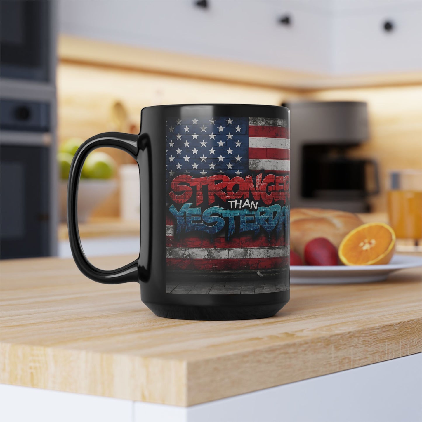 Motivational Mug for Fitness Enthusiasts, Inspirational Coffee Cup, Strength Reminder Gift, Gym Love Mug, USA Flag Design