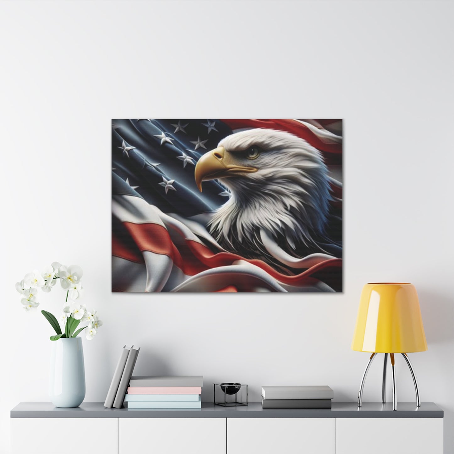 Patriotic Canvas Wall Art, American Eagle & Flag Print, Home Decor for Veterans, Memorial Day, Independence Day, Gifts