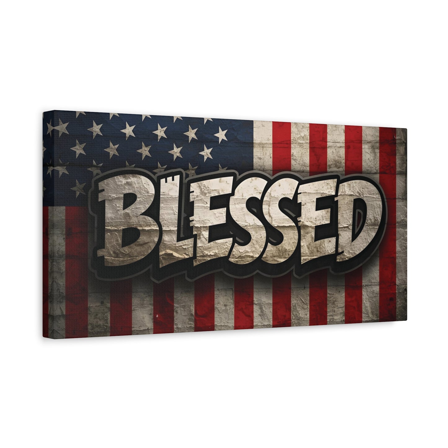 Blessed American Flag Canvas Wall Art, Patriotic Home Decor, Inspirational Gift, Rustic Wall Decor, Americana Artwork