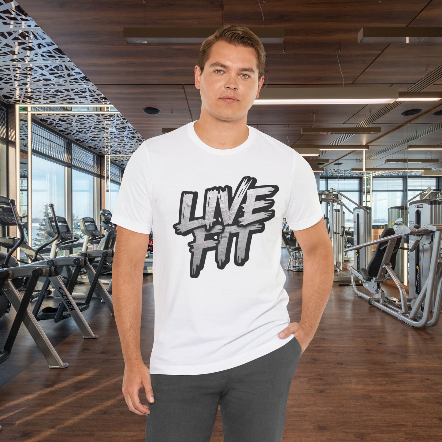 LIVE FIT Unisex Jersey Tee - Fitness Shirt - XS - 4XL - Workout Apparel - Motivational T-Shirt - Casual Wear - Gift for Fitness Enthusiasts
