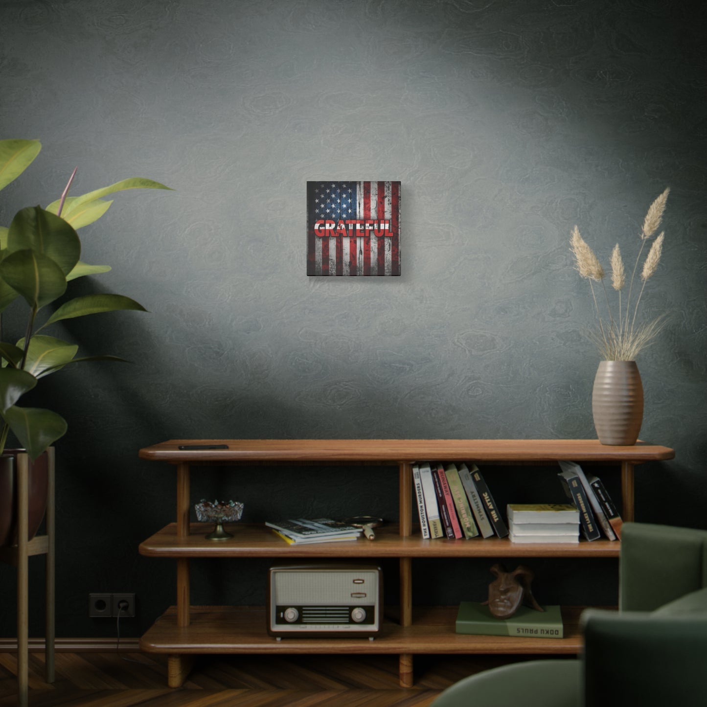 Grateful American Flag Wall Art | Patriotic Canvas Decor, Home Wall Decor, Inspirational Gift, 4th of July Decoration, Veteran's Day