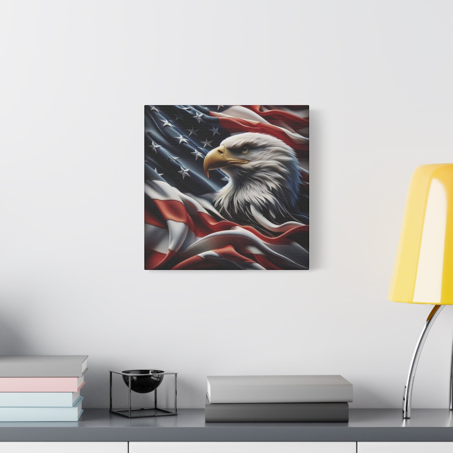 Patriotic Eagle Gallery Wrapped Canvas Art - American Flag Wall Decor - Red White Blue - USA Pride - Holiday Gift - 4th of July Home Decoration - Veteran Gift - USA Theme Art - Print On Sides - Mirror Sides -