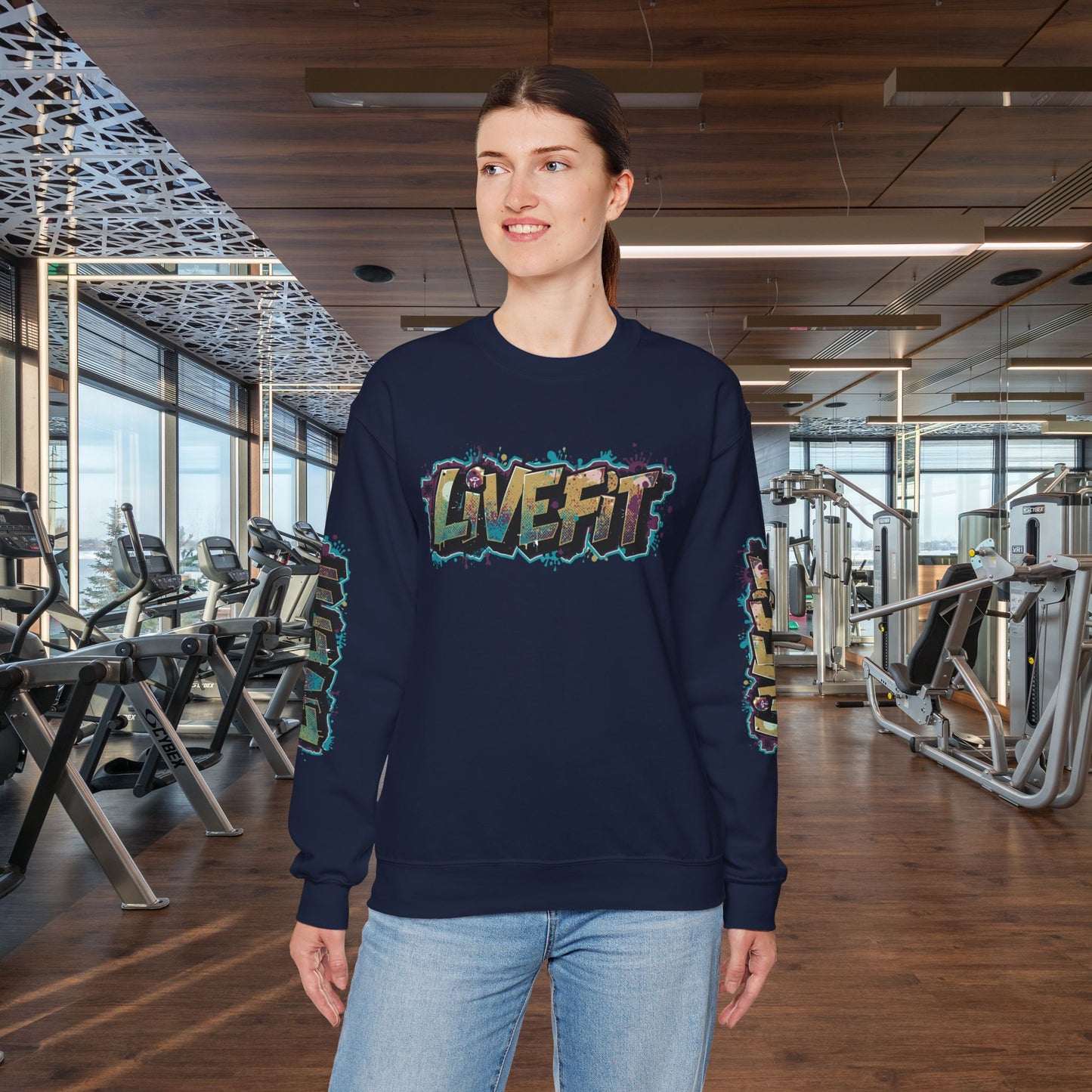 Live Fit Crewneck Sweatshirt - Trendy Fitness Apparel - Unisex Casual Wear - Sports Gift - Workout Fashion - Street Style Sweatshirt -
