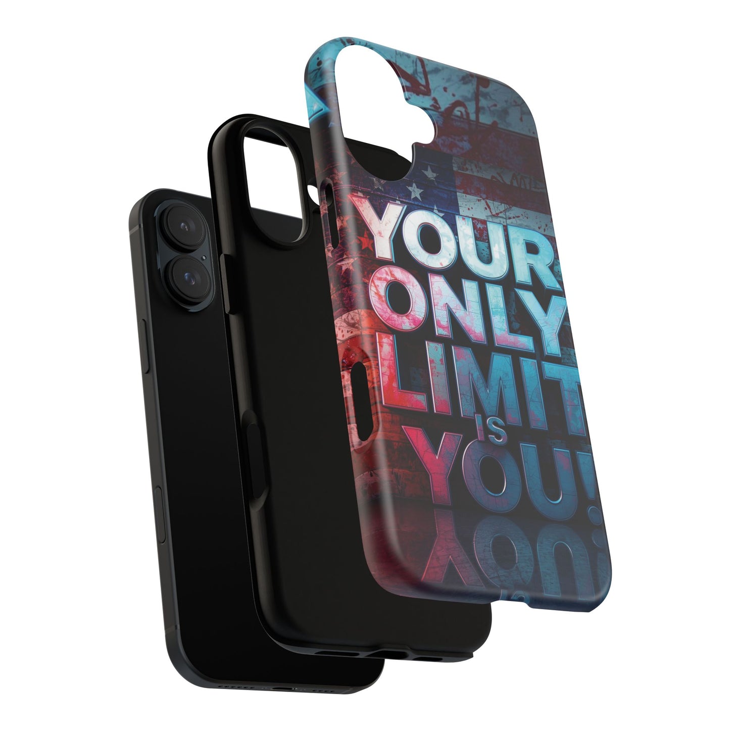 Tough Cases Phone Case -Your Only Limit Is You! Motivational Design, Inspirational Gift, Customizable Cover, USA Flag, Adventure Vibes