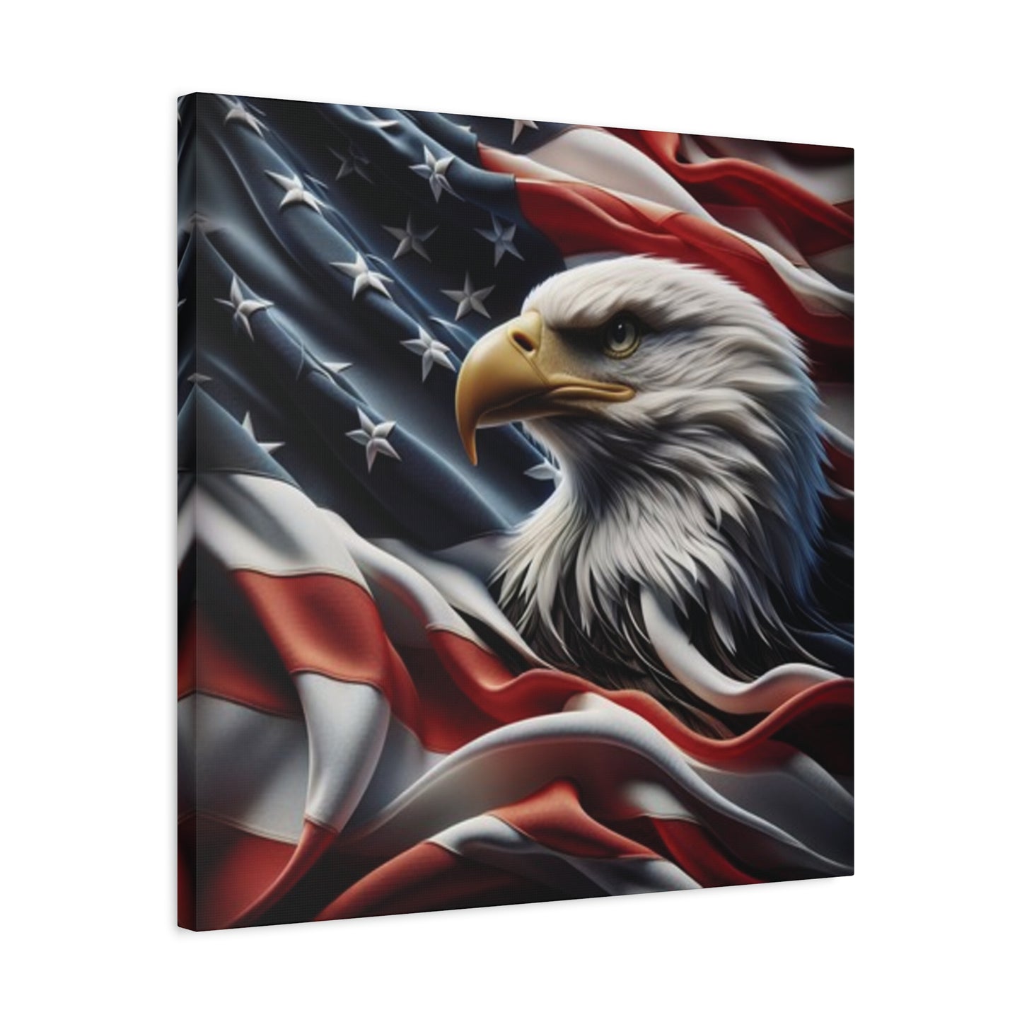 Patriotic Eagle Gallery Wrapped Canvas Art - American Flag Wall Decor - Red White Blue - USA Pride - Holiday Gift - 4th of July Home Decoration - Veteran Gift - USA Theme Art - Print On Sides - Mirror Sides -
