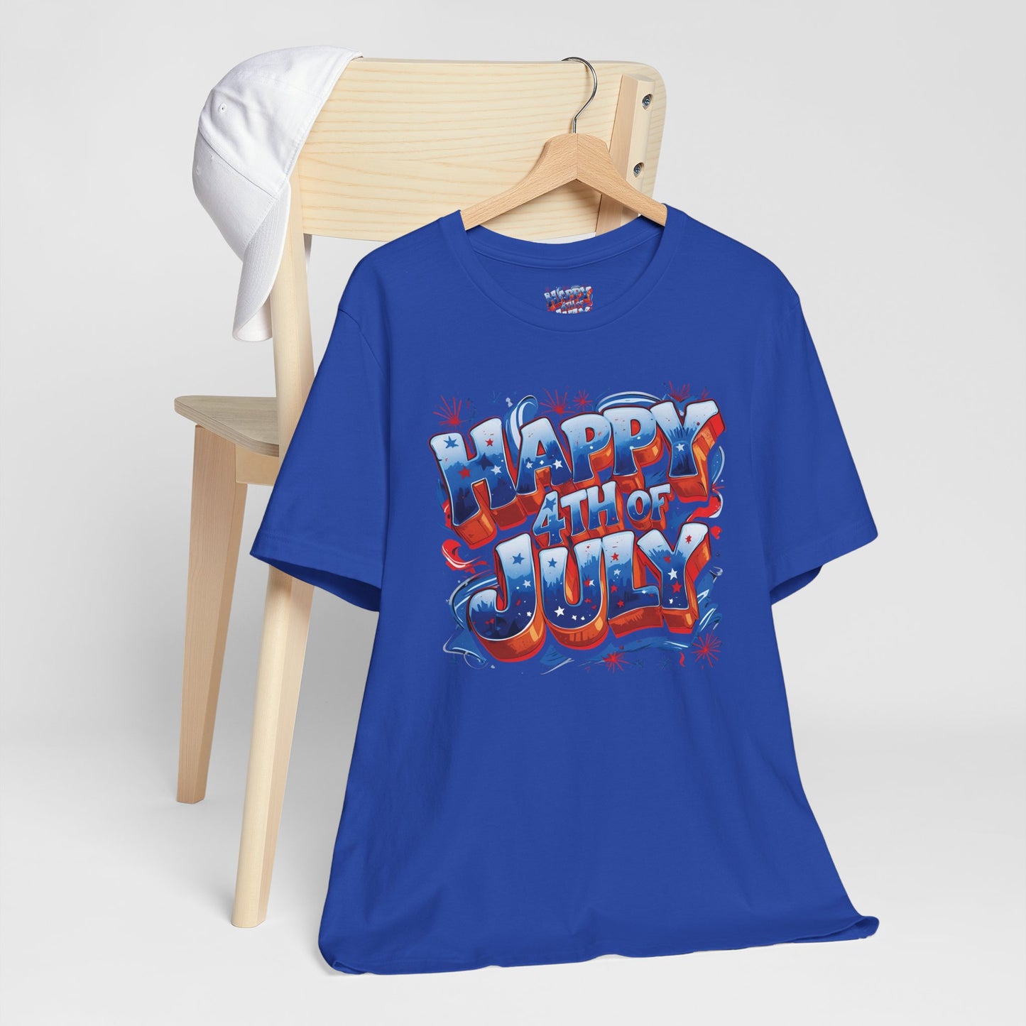 Happy 4th Of July, Print Design T-Shirt, Independence Day, American Flag, Bald Eagle, Red White Blue