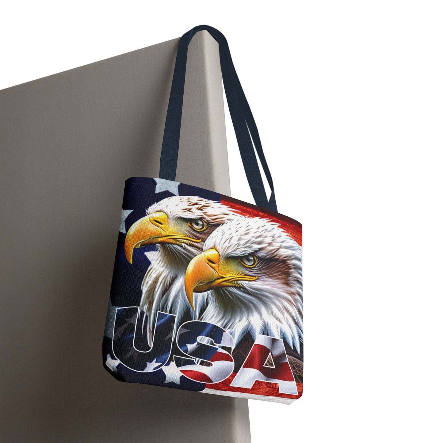 ๐บ๐ธ Patriotic ๐บ๐ธ USA ๐บ๐ธ Bald Eagles ๐บ๐ธ Tote Bag ๐บ๐ธ All Over Print ๐บ๐ธ American Flag Design ๐บ๐ธ Five Different Handle Colors ๐บ๐ธ Red ๐บ๐ธ Navy ๐บ๐ธ Black ๐บ๐ธ Beige ๐บ๐ธ White