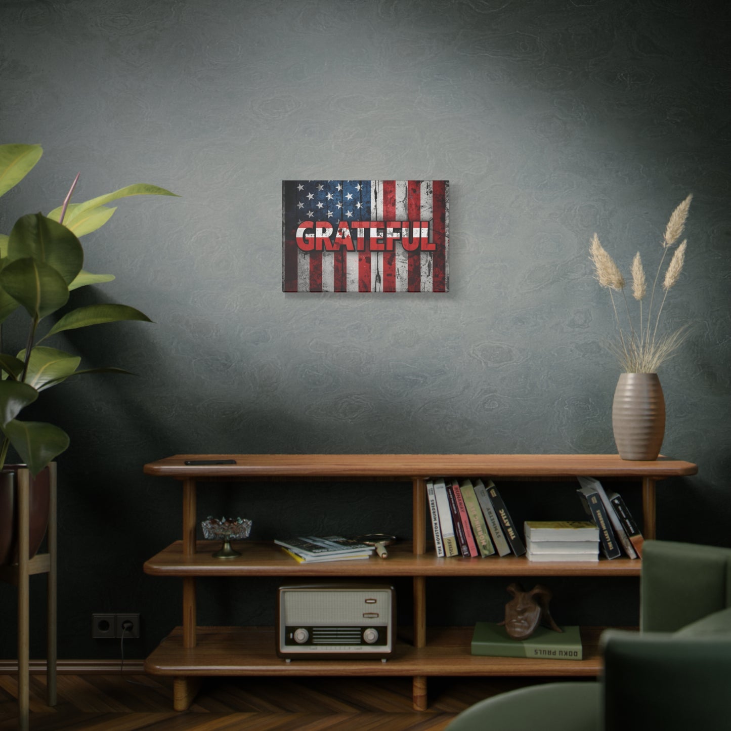 Grateful American Flag Wall Art | Patriotic Canvas Decor, Home Wall Decor, Inspirational Gift, 4th of July Decoration, Veteran's Day