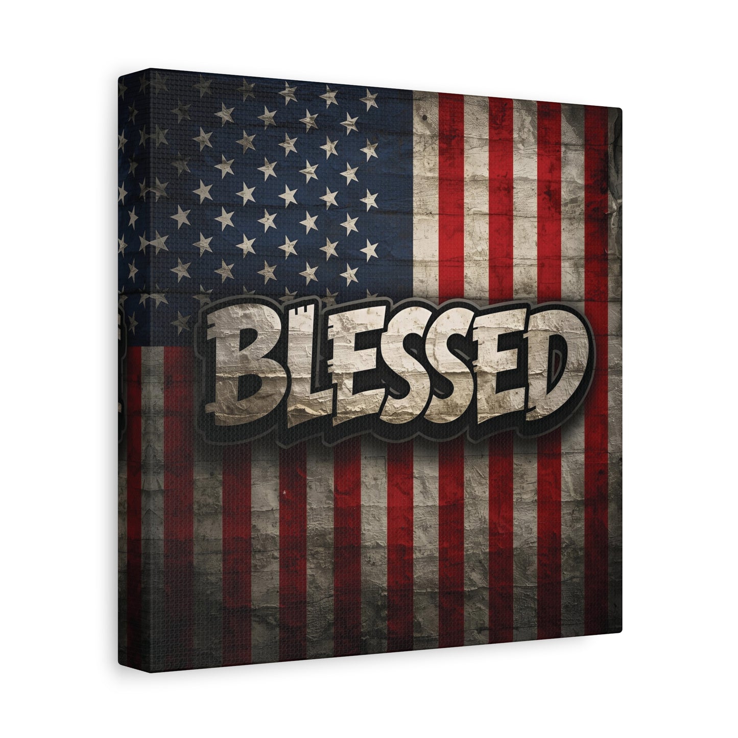 Blessed American Flag Canvas Wall Art, Patriotic Home Decor, Inspirational Gift, Rustic Wall Decor, Americana Artwork