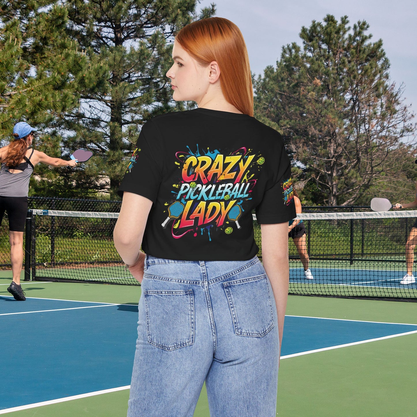 Eye-Catching Crazy Pickleball Lady T-Shirt - Fun Graphic Tee for Pickleball Enthusiasts Sizes XS-5XL