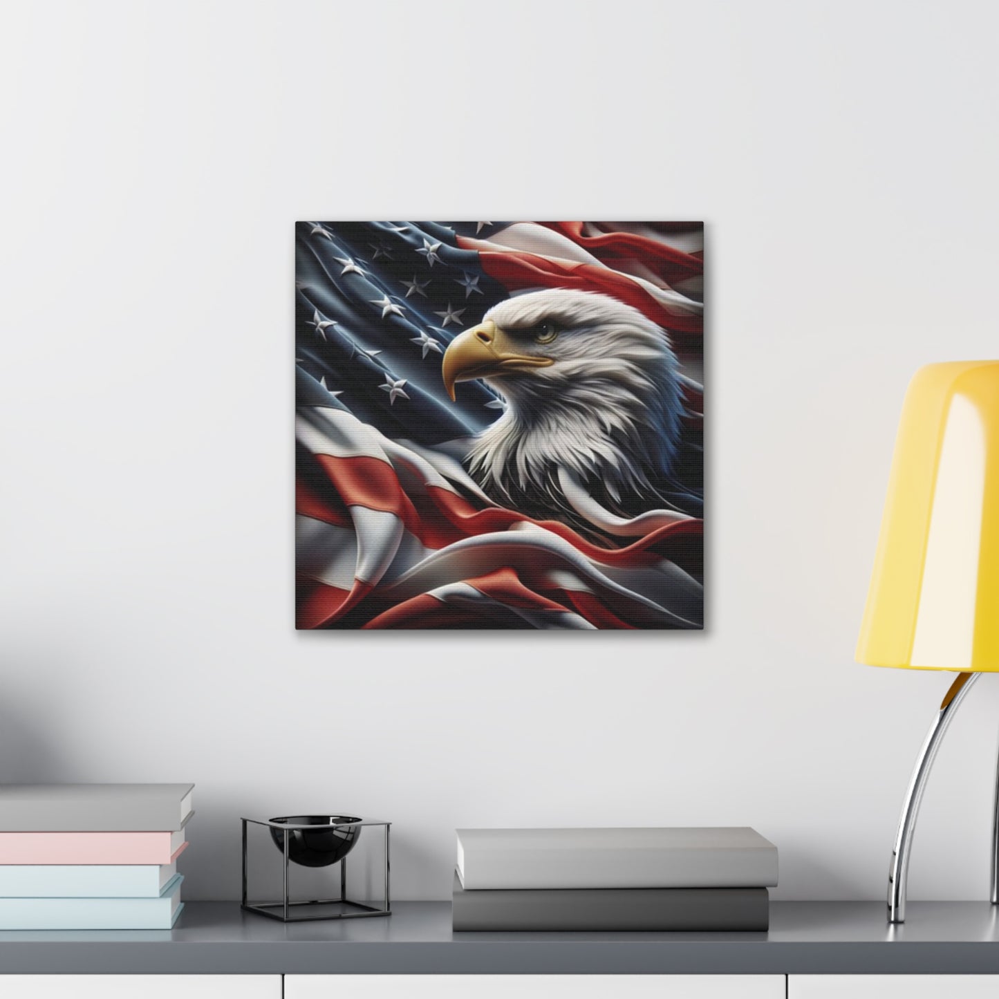 Patriotic Canvas Wall Art, American Eagle & Flag Print, Home Decor for Veterans, Memorial Day, Independence Day, Gifts