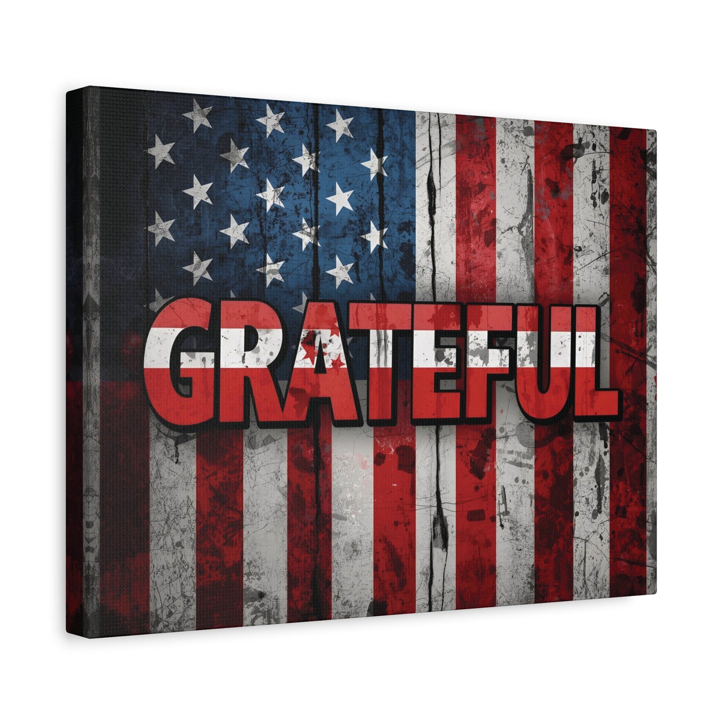 Grateful American Flag Wall Art | Patriotic Canvas Decor, Home Wall Decor, Inspirational Gift, 4th of July Decoration, Veteran's Day