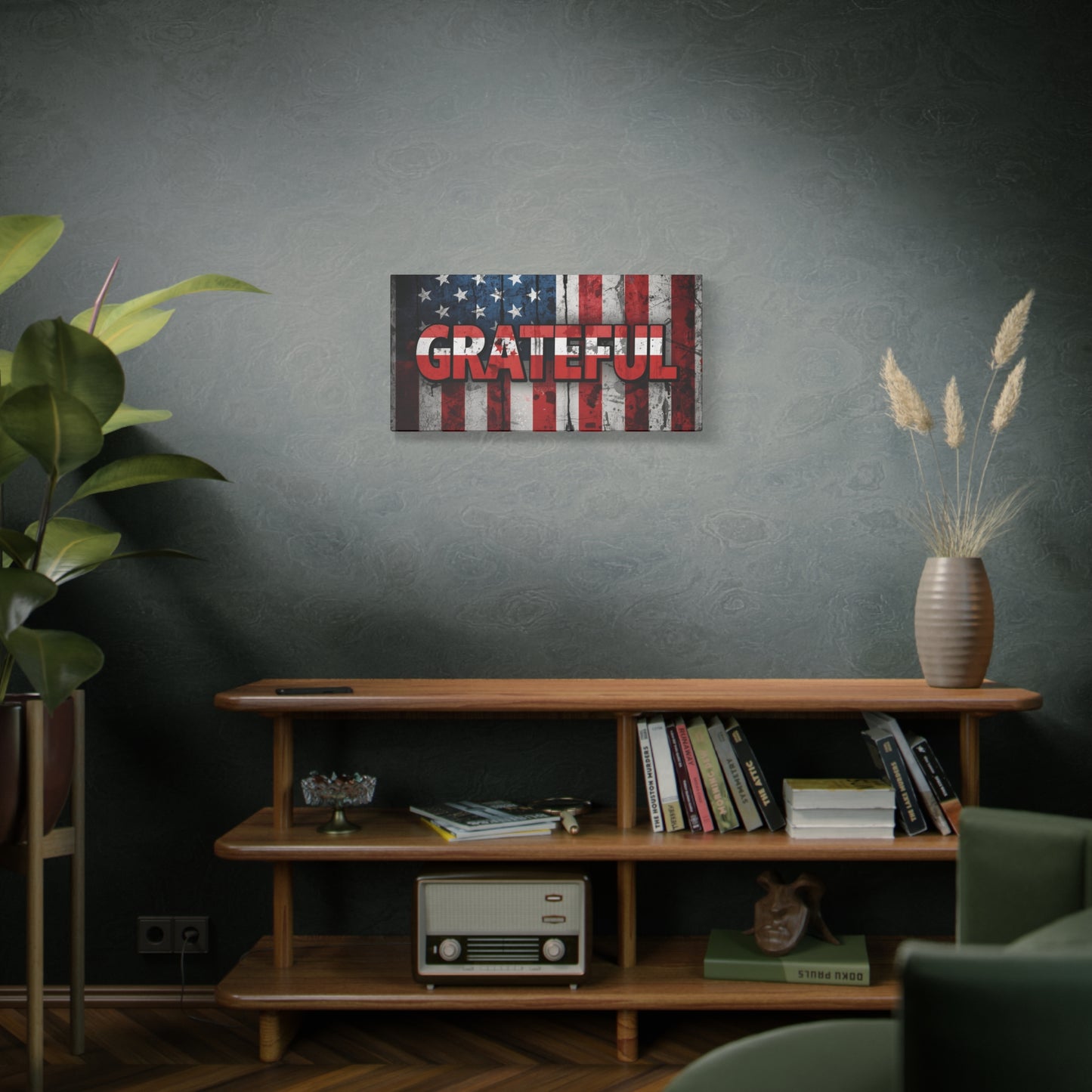 Grateful American Flag Wall Art | Patriotic Canvas Decor, Home Wall Decor, Inspirational Gift, 4th of July Decoration, Veteran's Day