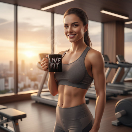 Ceramic Black Mug - LIVE FIT Design - 11oz - 15oz - Fitness