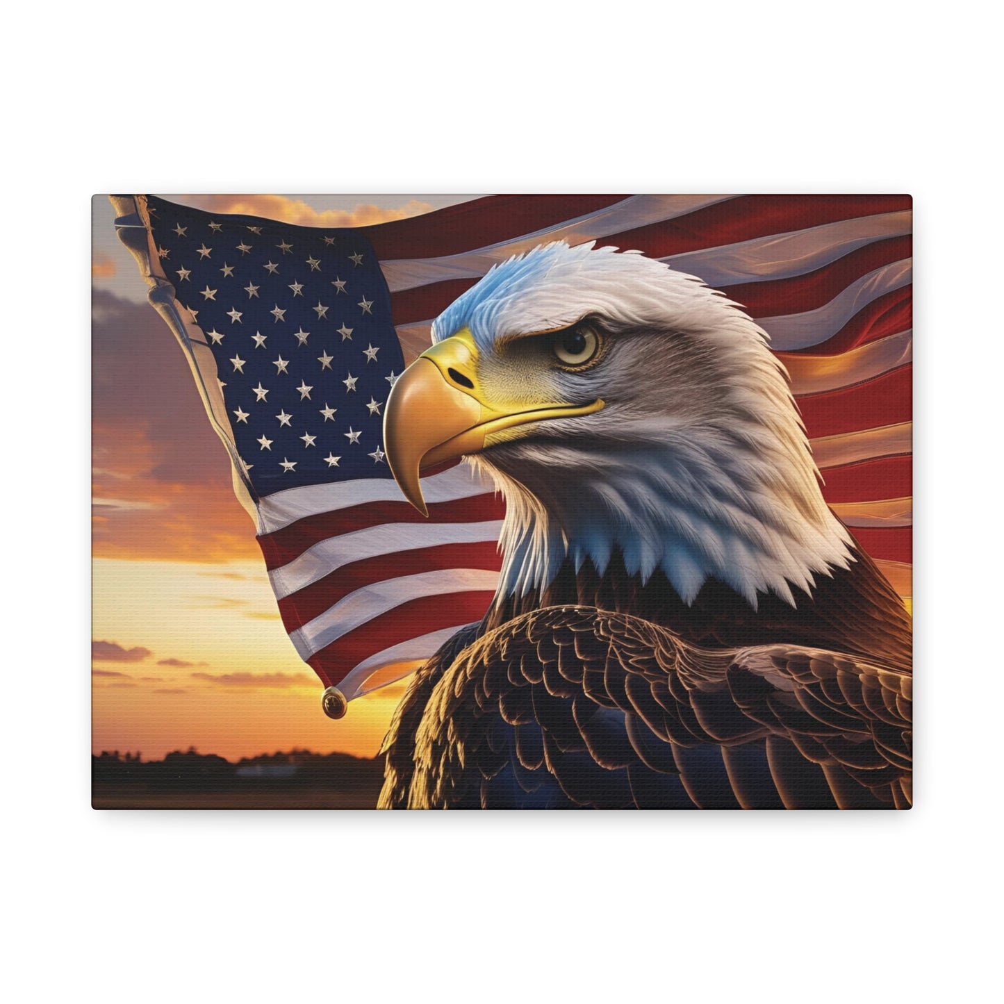 Patriotic Red Eagle Canvas Wall Art, Stretched Eagle Art - Red White Blue - American Flag Decor - Veteran's Day Gift - 4th of July Decoration, Home Gallery Wall