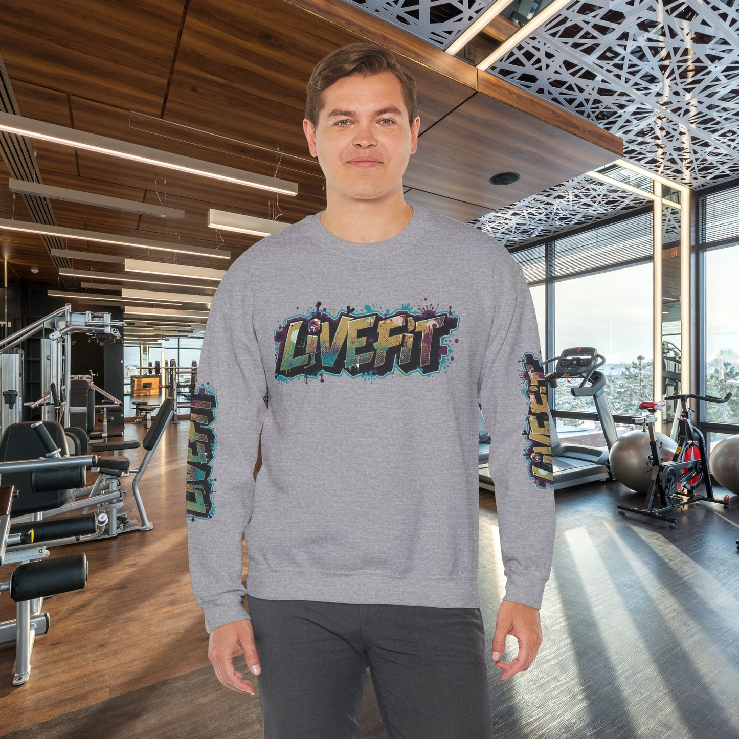 Live Fit Crewneck Sweatshirt - Trendy Fitness Apparel - Unisex Casual Wear - Sports Gift - Workout Fashion - Street Style Sweatshirt -