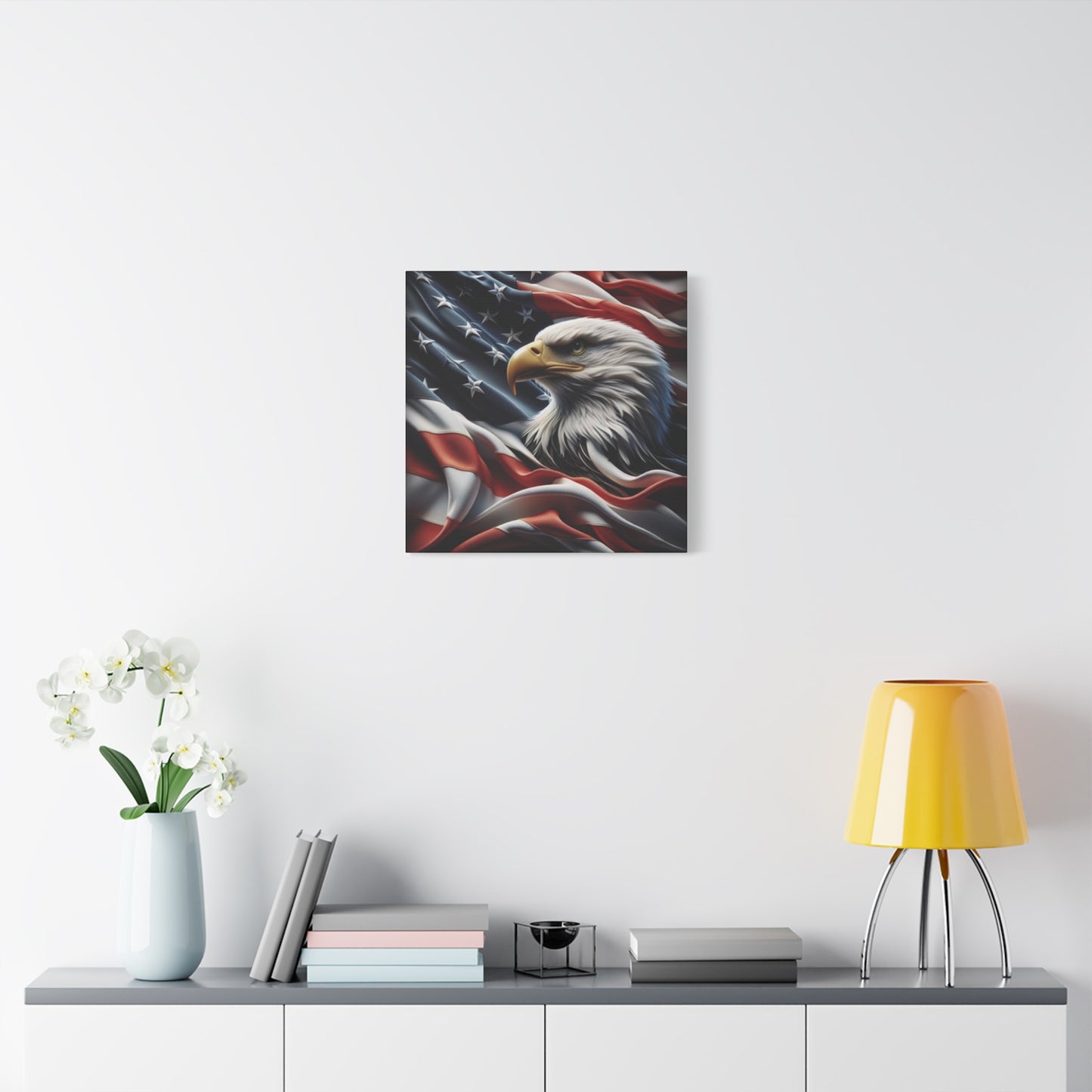 Patriotic Eagle Gallery Wrapped Canvas Art - American Flag Wall Decor - Red White Blue - USA Pride - Holiday Gift - 4th of July Home Decoration - Veteran Gift - USA Theme Art - Print On Sides - Mirror Sides -