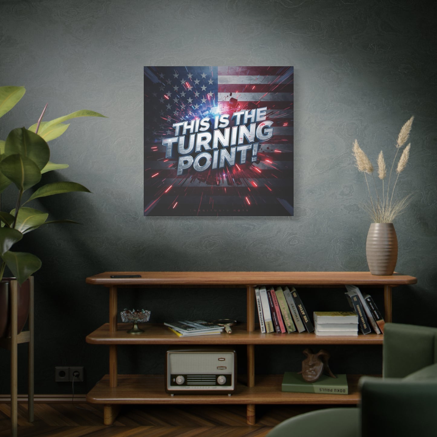 Canvas Print - Patriotic Wall Art - Stunning - Red White Blue - American Flag Backdrop - Charlie Kirk Inspired - This Is The Turning Point! - Multiple Sizes -