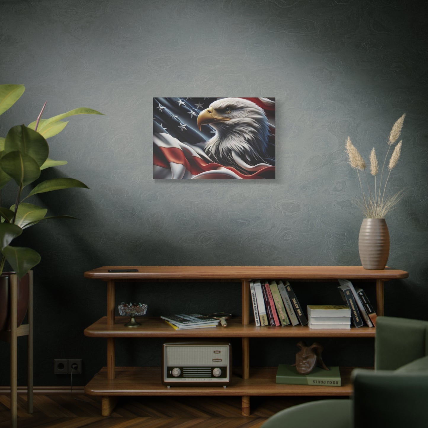 Patriotic Eagle Gallery Wrapped Canvas Art - American Flag Wall Decor - Red White Blue - USA Pride - Holiday Gift - 4th of July Home Decoration - Veteran Gift - USA Theme Art - Print On Sides - Mirror Sides -