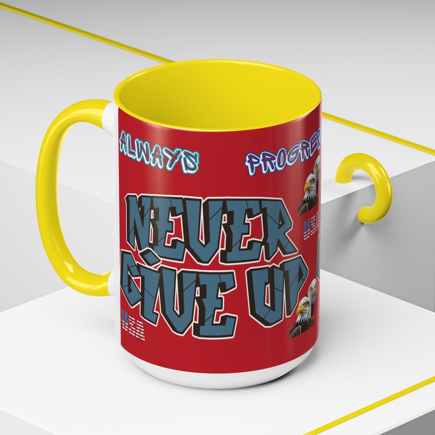 Always Progressing Forward! Patriotic Accent Mug - USA Flag Design - 11oz/15oz