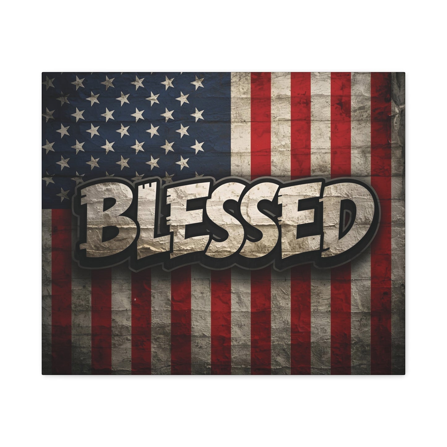 Blessed American Flag Canvas Wall Art, Patriotic Home Decor, Inspirational Gift, Rustic Wall Decor, Americana Artwork