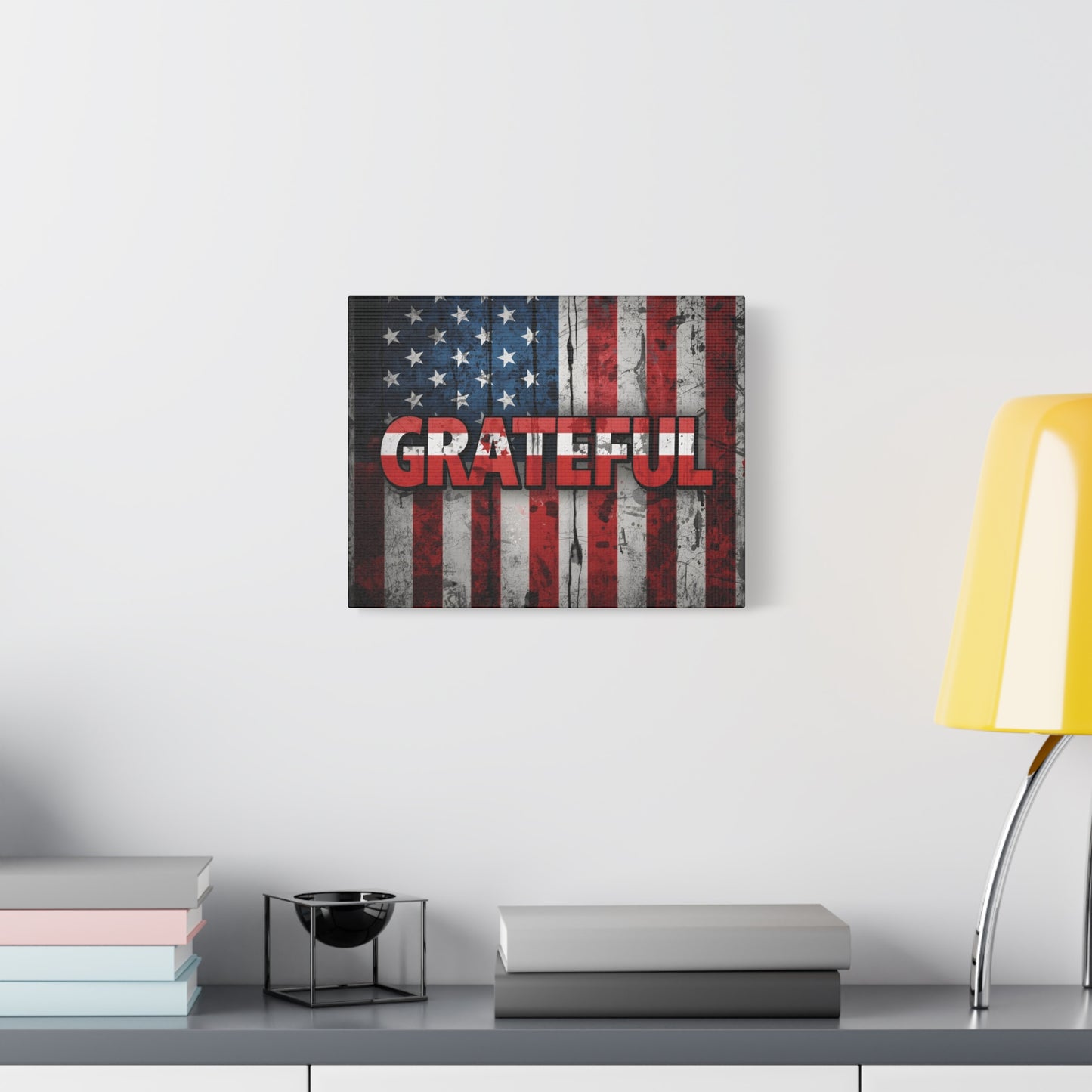 Grateful American Flag Wall Art | Patriotic Canvas Decor, Home Wall Decor, Inspirational Gift, 4th of July Decoration, Veteran's Day