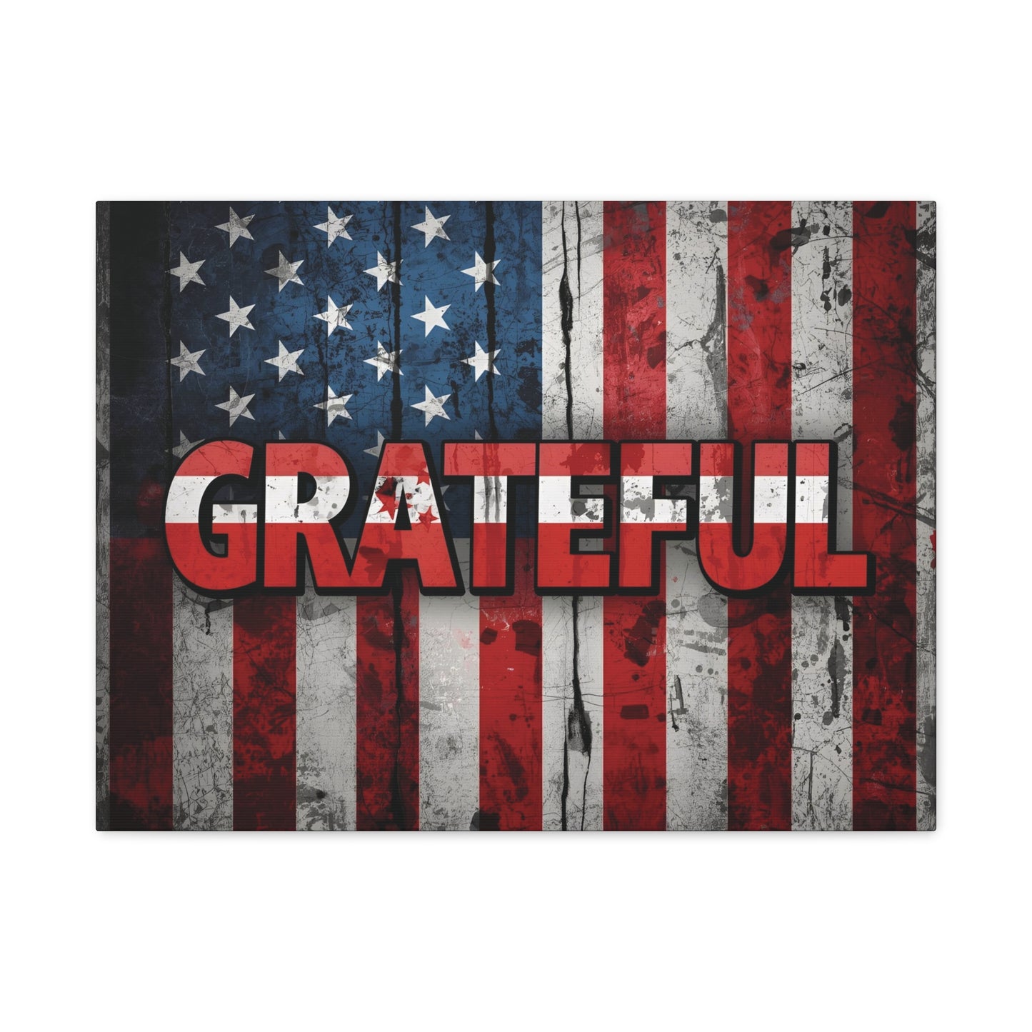 Grateful American Flag Wall Art | Patriotic Canvas Decor, Home Wall Decor, Inspirational Gift, 4th of July Decoration, Veteran's Day