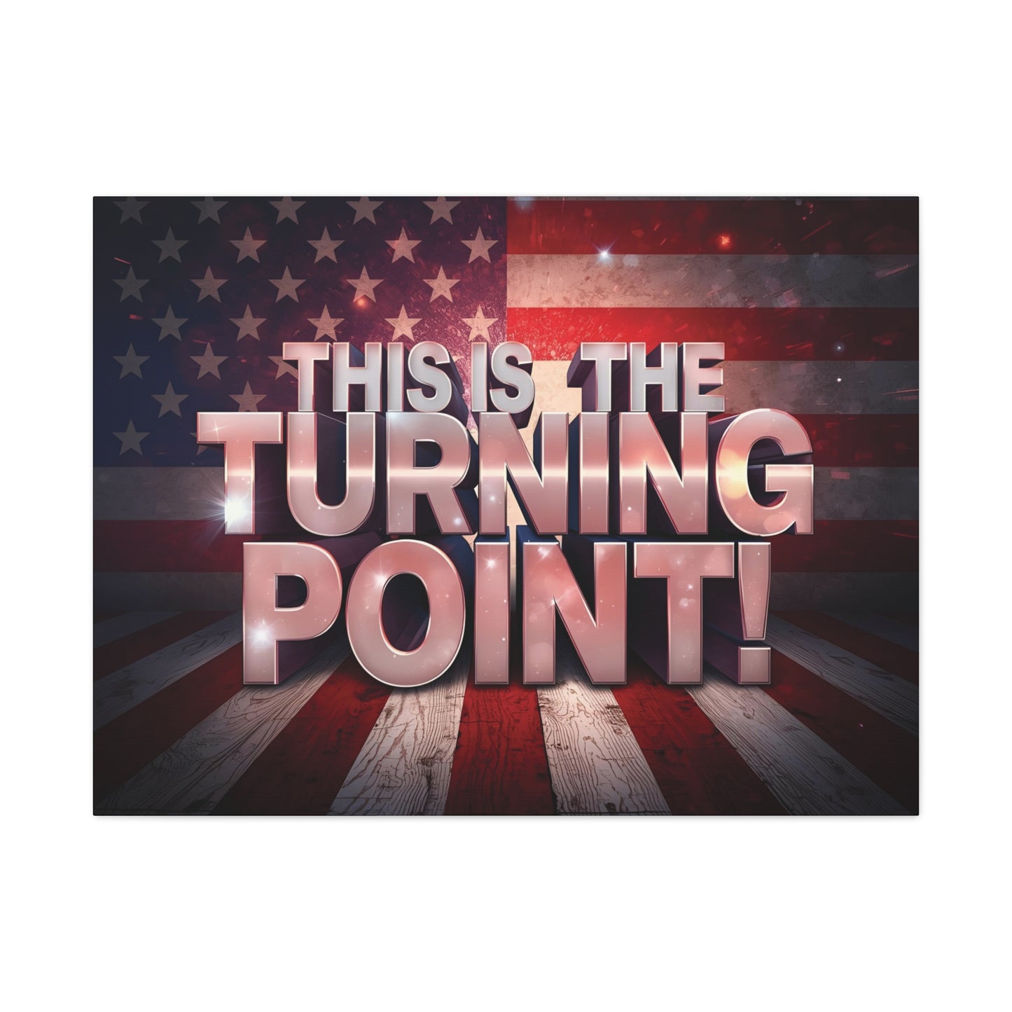 Gallery Wrapped Canvas Wall Art - Charlie Kirk Inspired - This Is The Turning Point! - Red White Blue - American Flag Backdrop Design - Multiple Sizes -