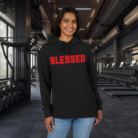 Blessed Hoodie — Red Text - Black Pullover - Sizes - XS - 3XL