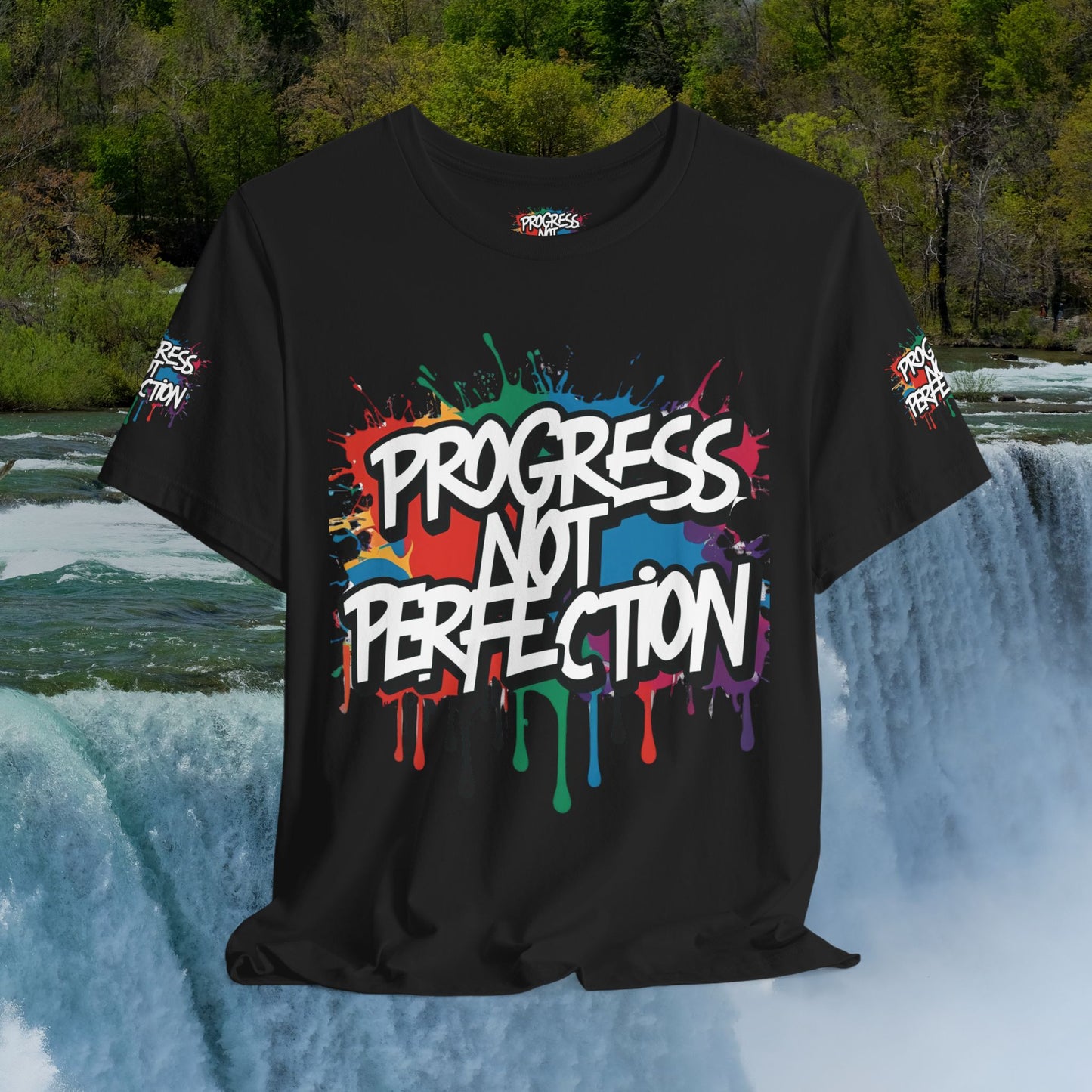 💥 Vibrant 💥 Eye-catching 💥 Motivational 💥 All Over Print 💥 Unisex T-shirt 💥 Progress Not Perfection 💥 Art-Inspired 💥 Apparel 💥 Sizes XS x 4XL 💥