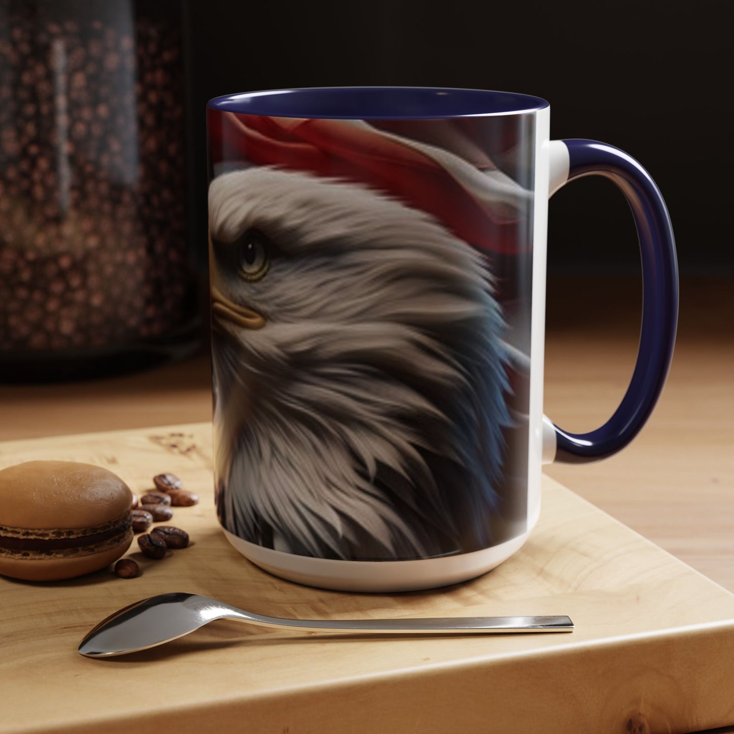 Patriotic Eagle Coffee Mug, 11oz & 15oz, US Flag Mug, Gift for Veterans, Independence Day Decor, Americana Drinkware