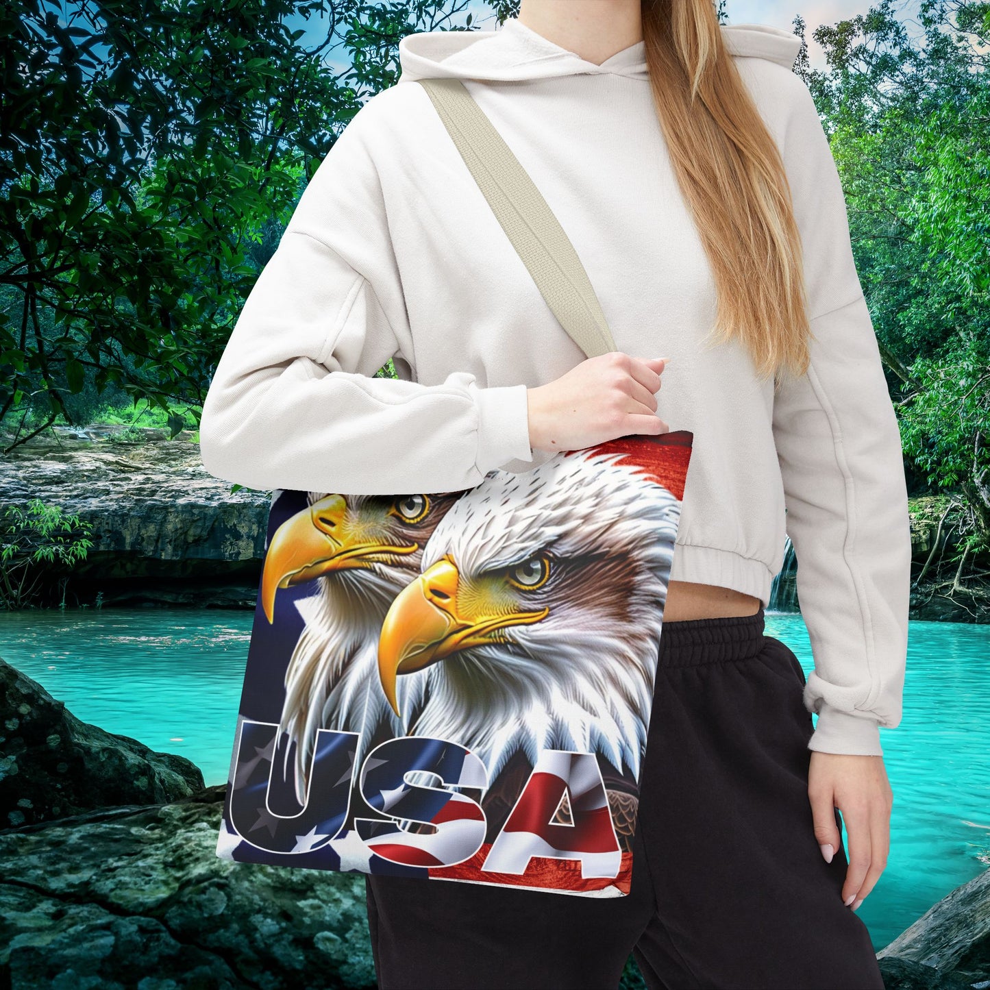 ๐บ๐ธ Patriotic ๐บ๐ธ USA ๐บ๐ธ Bald Eagles ๐บ๐ธ Tote Bag ๐บ๐ธ All Over Print ๐บ๐ธ American Flag Design ๐บ๐ธ Five Different Handle Colors ๐บ๐ธ Red ๐บ๐ธ Navy ๐บ๐ธ Black ๐บ๐ธ Beige ๐บ๐ธ White