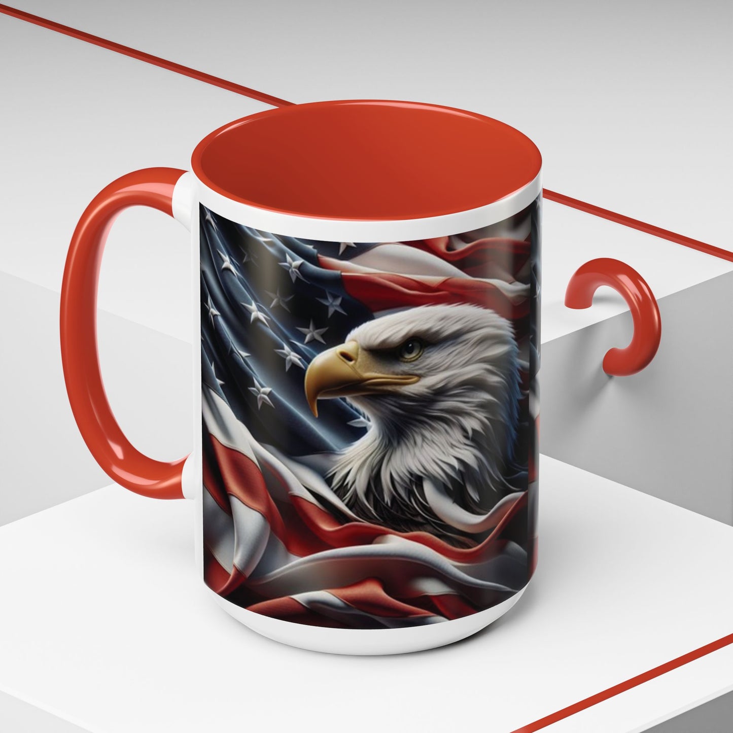 Patriotic Eagle Mug - Vintage American Flag Design - 11oz/15oz