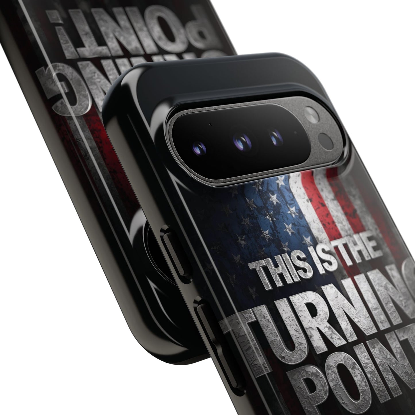 Stunning Patriotic Protective Cell Phone Case - Charlie Kirk - This Is The Turning Point! - Red White Blue - Beautiful American Flag Backdrop Design - Perfect Gift for Everyday Use, Durable Cover, Stylish Protection