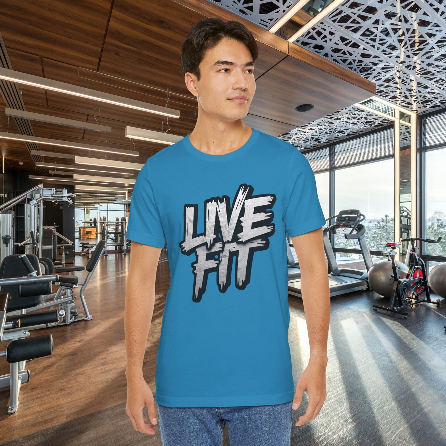 LIVE FIT Unisex Jersey Tee - Fitness Shirt - XS - 4XL - Workout Apparel - Motivational T-Shirt - Casual Wear - Gift for Fitness Enthusiasts
