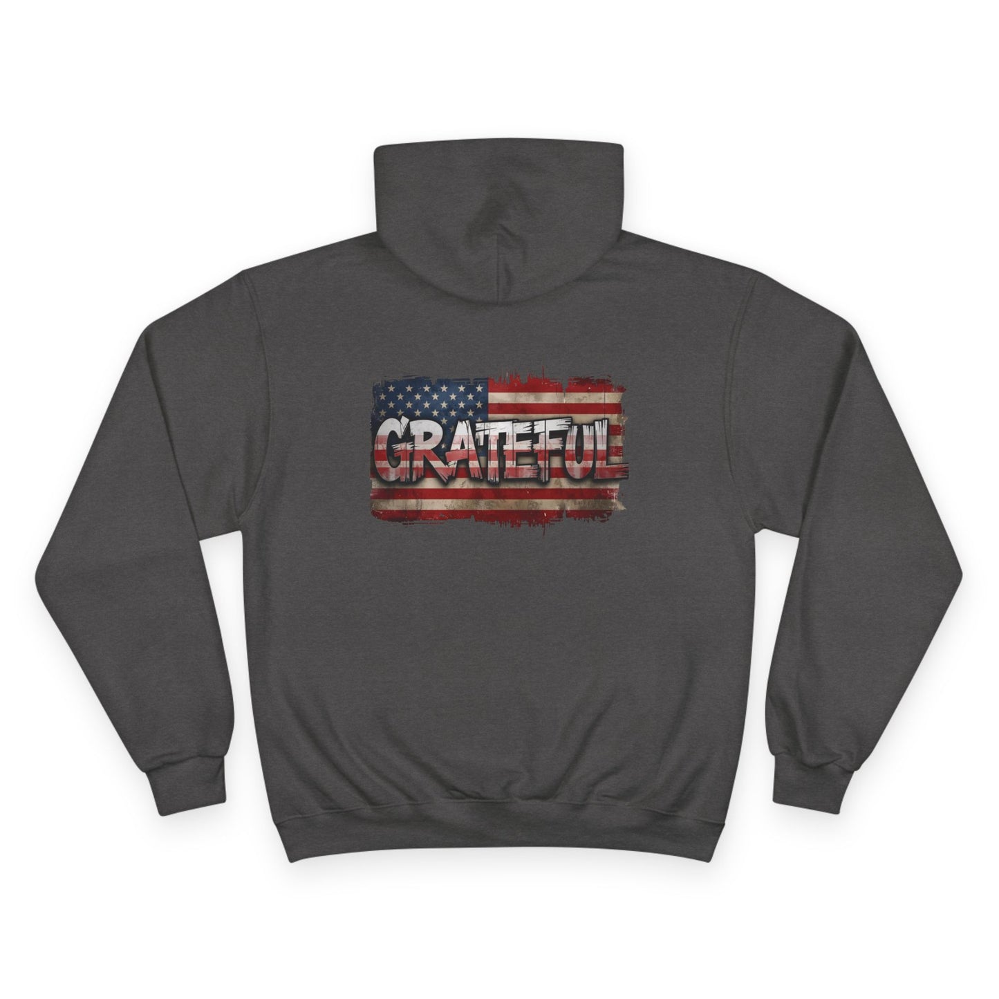 Champion Hoodie - Grateful American Flag - Red White Blue Backdrop