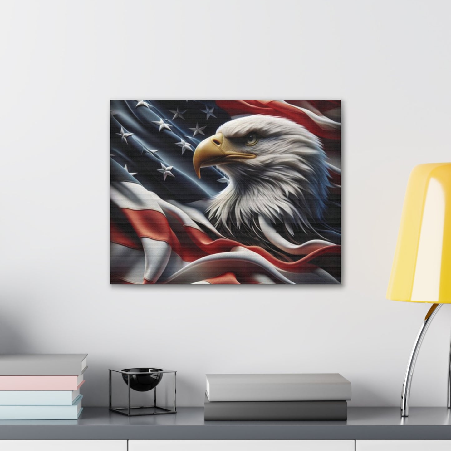 Patriotic Canvas Wall Art, American Eagle & Flag Print, Home Decor for Veterans, Memorial Day, Independence Day, Gifts