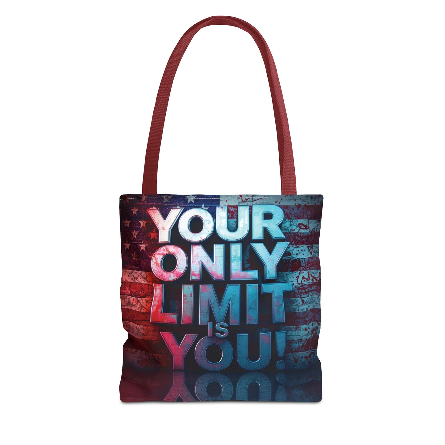 Motivational Tote Bag, Your Only Limit is You!, Inspirational Gift, USA Flag Design, Eco-Friendly Everyday Tote