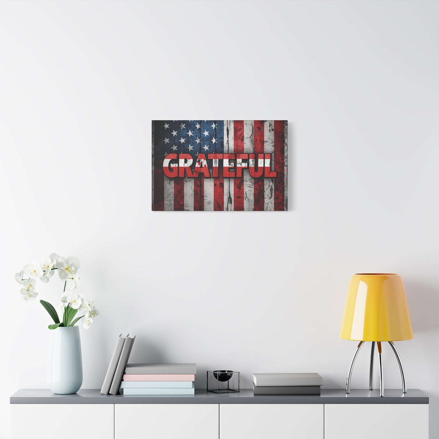 Grateful American Flag Wall Art | Patriotic Canvas Decor, Home Wall Decor, Inspirational Gift, 4th of July Decoration, Veteran's Day