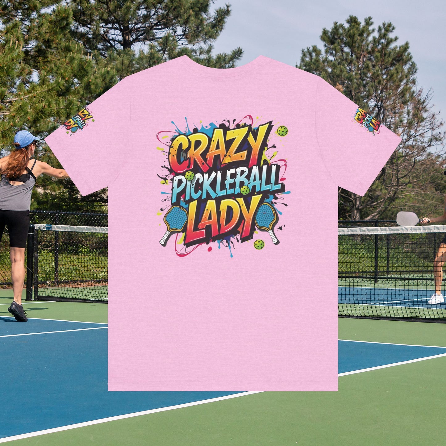 Eye-Catching Crazy Pickleball Lady T-Shirt - Fun Graphic Tee for Pickleball Enthusiasts Sizes XS-5XL
