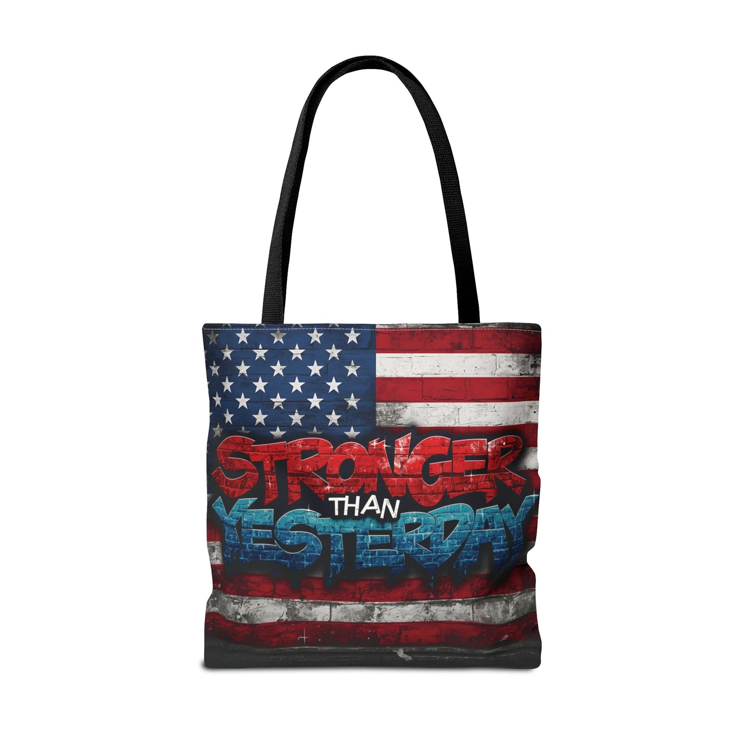Patriotic Red White Blue Tote Bag - Stronger Than Yesterday - Perfect for Fourth of July, Gym, Beach, Shopping, Gifts