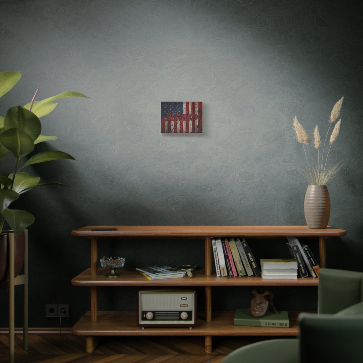 Blessed Patriotic Canvas Wall Art, Americana Decor, Home Wall Decoration, Rustic Flag Artwork, US Flag Decor