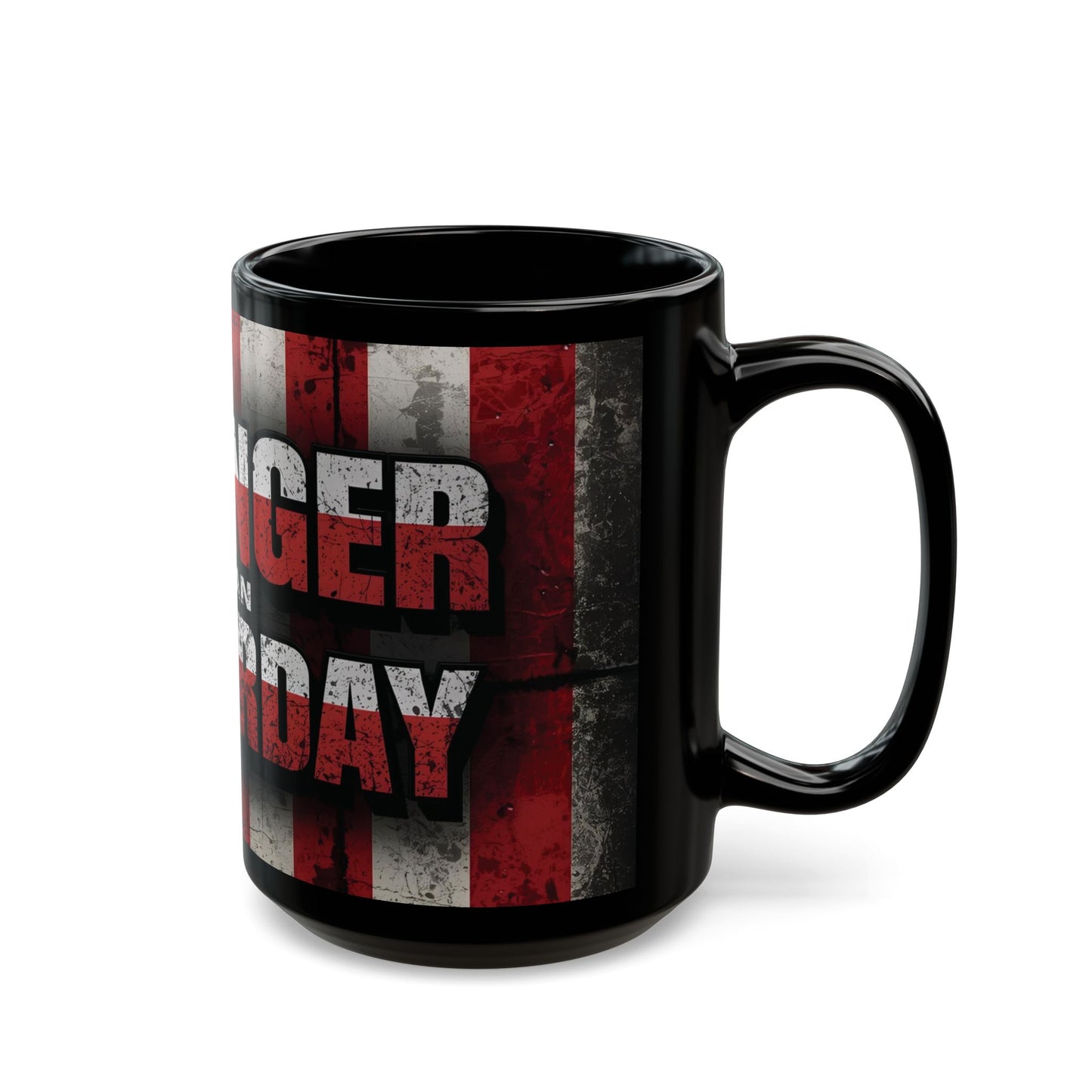 Motivational Black Mug - Stronger Than Yesterday - Coffee Lover Gift, Fitness Enthusiast Mug, Patriotic Décor, Inspirational