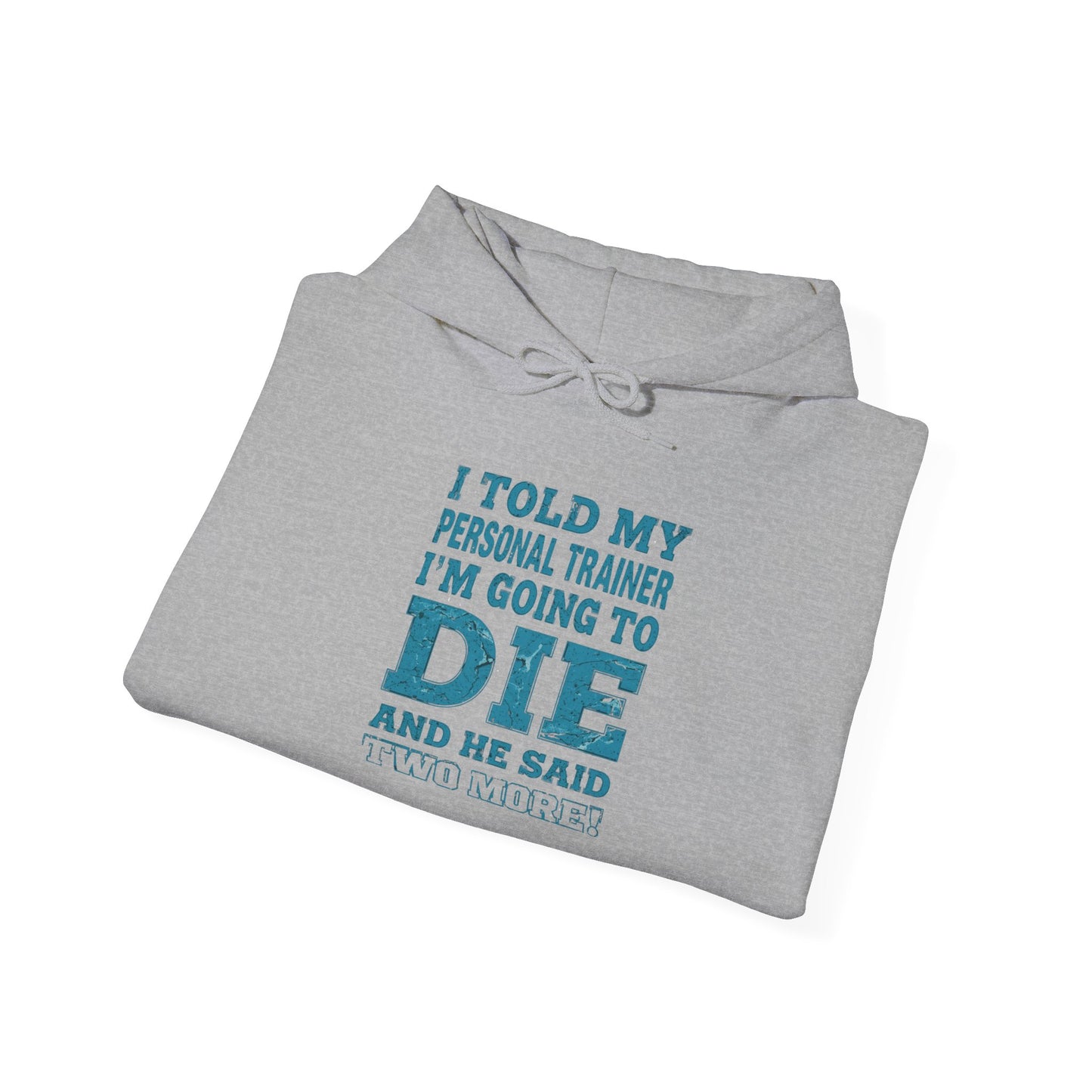 Funny - I Told My Personal Trainer That I'm Going To Die And He Said Two More! - Design - Workout Hoodie - Sizes - S - 5XL - Gym Humor Sweatshirt - Personal Trainer Gift - Fitness Motivational Apparel